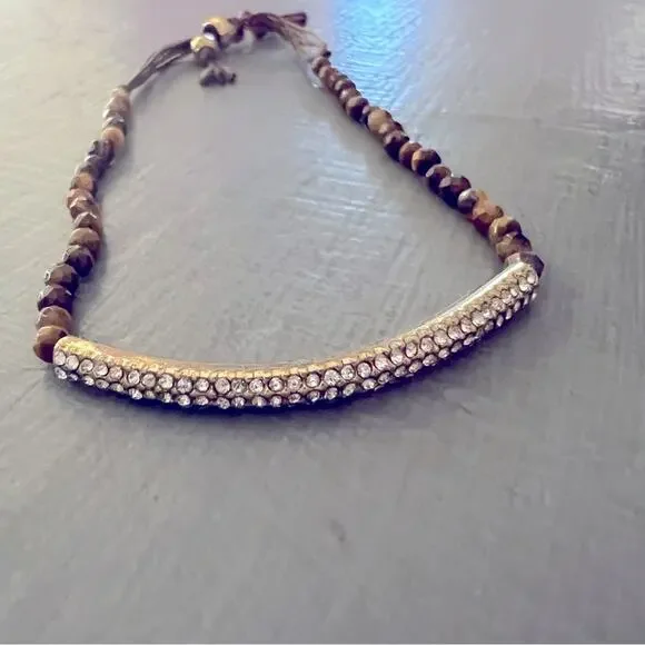 Stella & Dot Tigers Eye Beaded Adjustable Bracelet - Picture 3 of 5